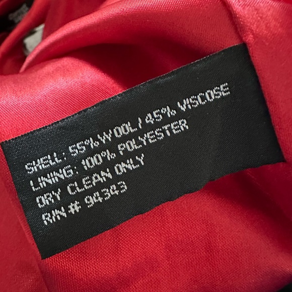 Houndstooth long wool blend jacket Sz M - Picture 10 of 11